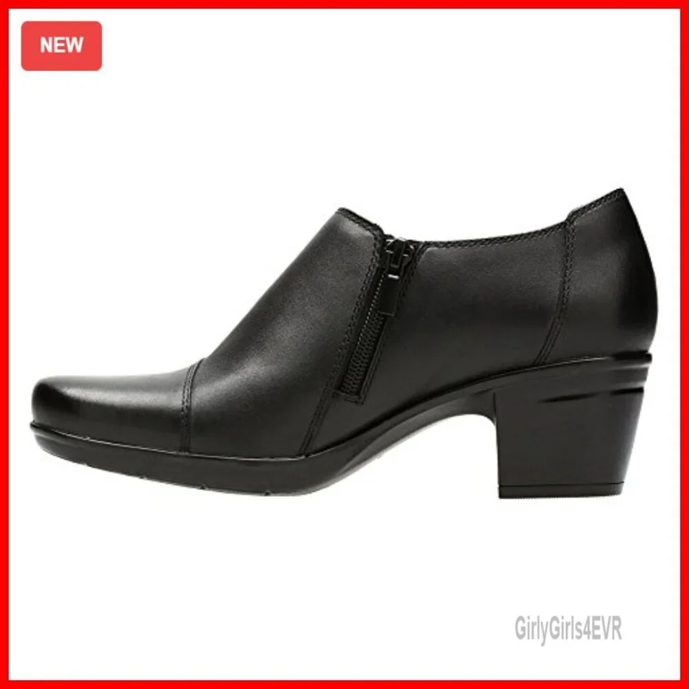 Leather Ankle Boots with Ortholite Footbed, Chunky Block Heel